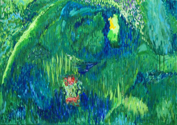 アクリル画で描いた幻想の森