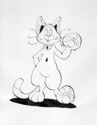 猫のチッティのペン画イラスト