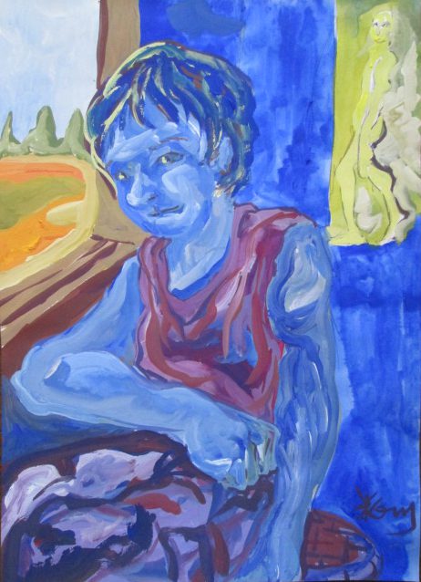 「青い自分」のアクリル画
