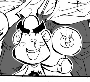 四コマ漫画 絵の重なり 白抜き
