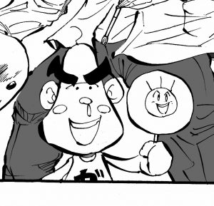 四コマ漫画 絵の重なり