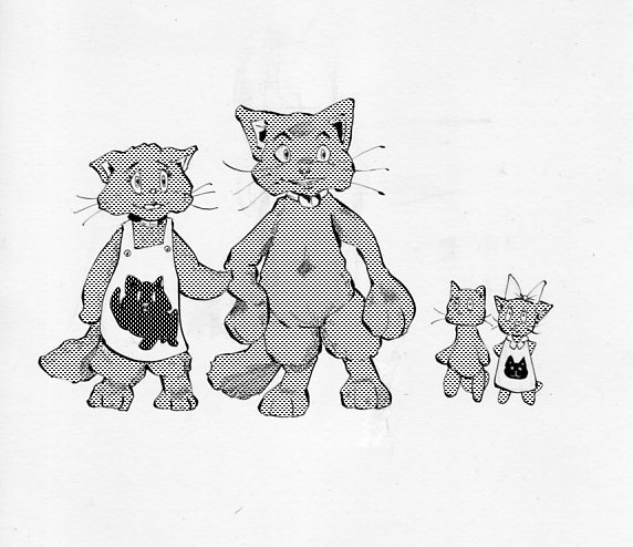 猫の一家のキャラクターイラスト
