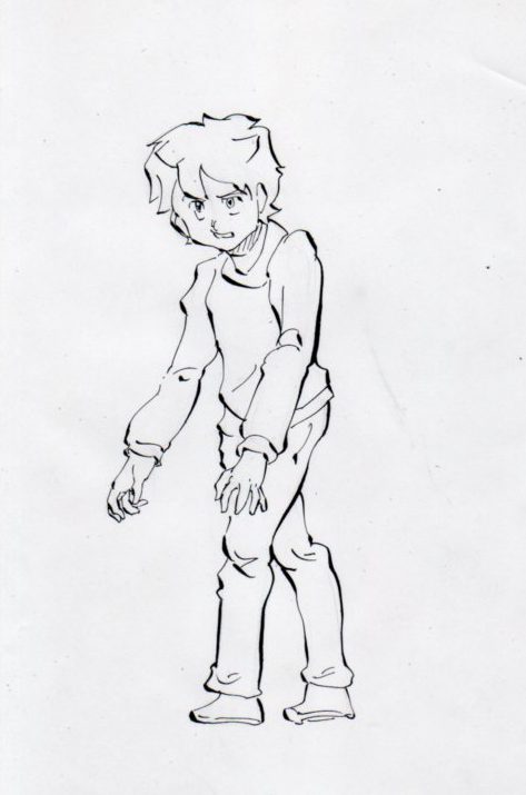 歩く少年のイラスト画像