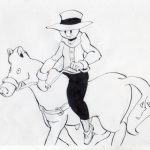 バカオが馬に乗っているイラスト画像