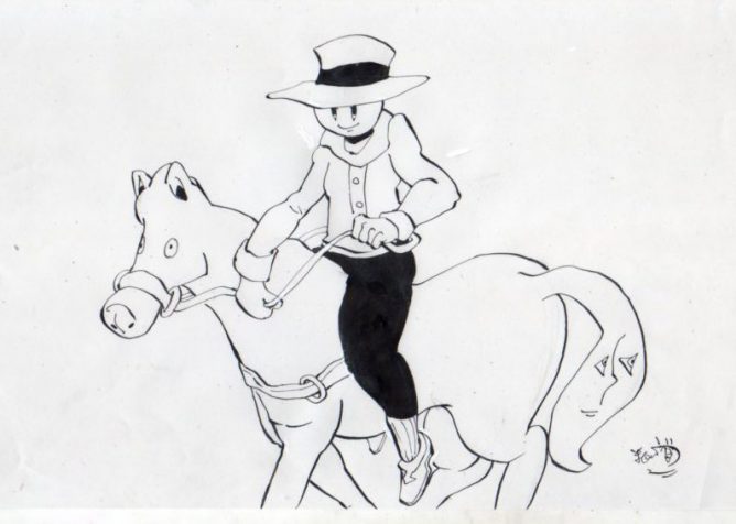 バカオが馬に乗っているイラスト画像