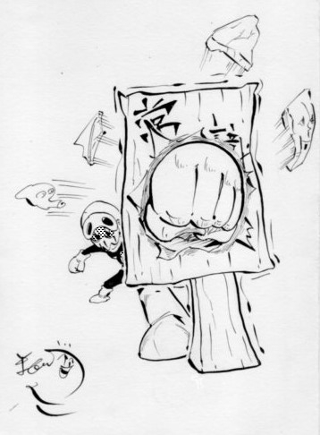 ドクロイドがパンチをするイラスト