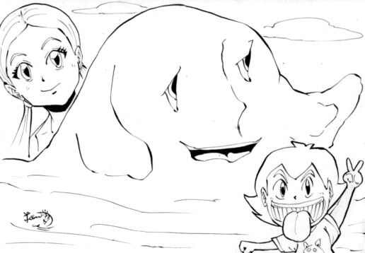生えたるものと二人のイラスト