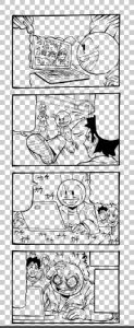 線画のみの四コマ漫画の画像