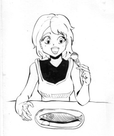 食べる女性のイラスト