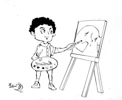 絵を描く少年