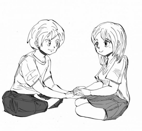 潜在意識 絵 手を合わせる男女