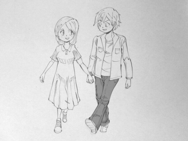 潜在意識 絵 手をつないで歩く男女