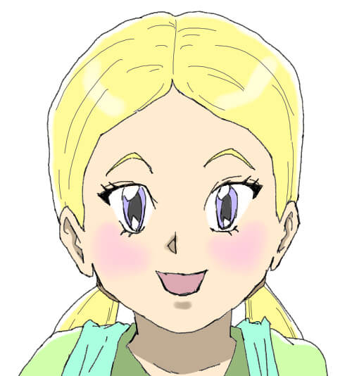 おさげ髪の少女のイラスト
